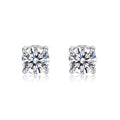 Round D Color Moissanite Four Prong 925 Sterling Silver Stud Earrings