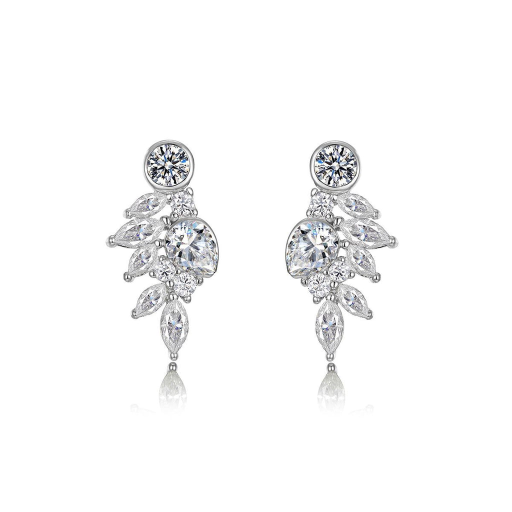 Moissanite Leaf Cluster Earrings