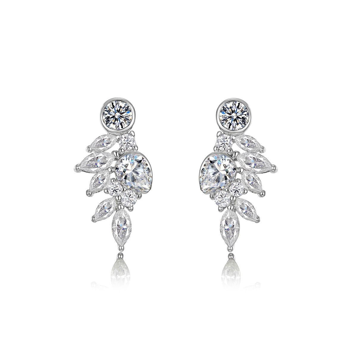 Moissanite Leaf Cluster Earrings