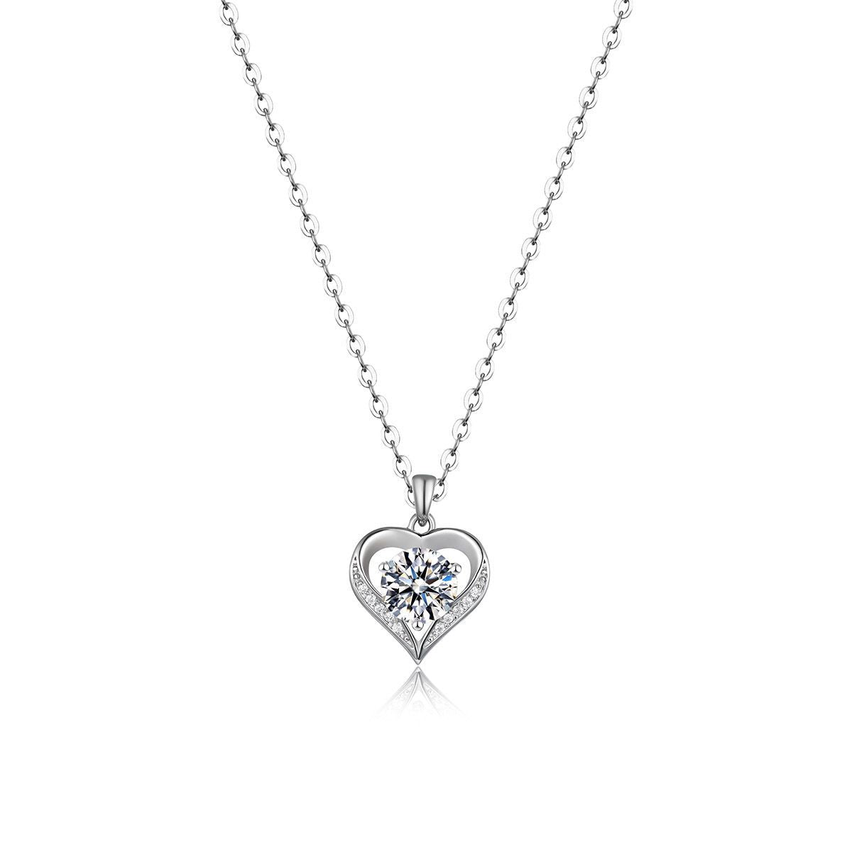 Moissanite Heart Openwork Necklace