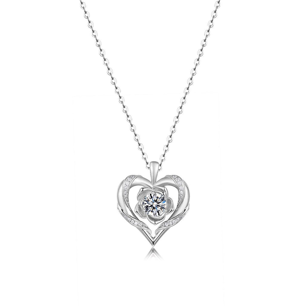 Moissanite Heart Rose Necklace