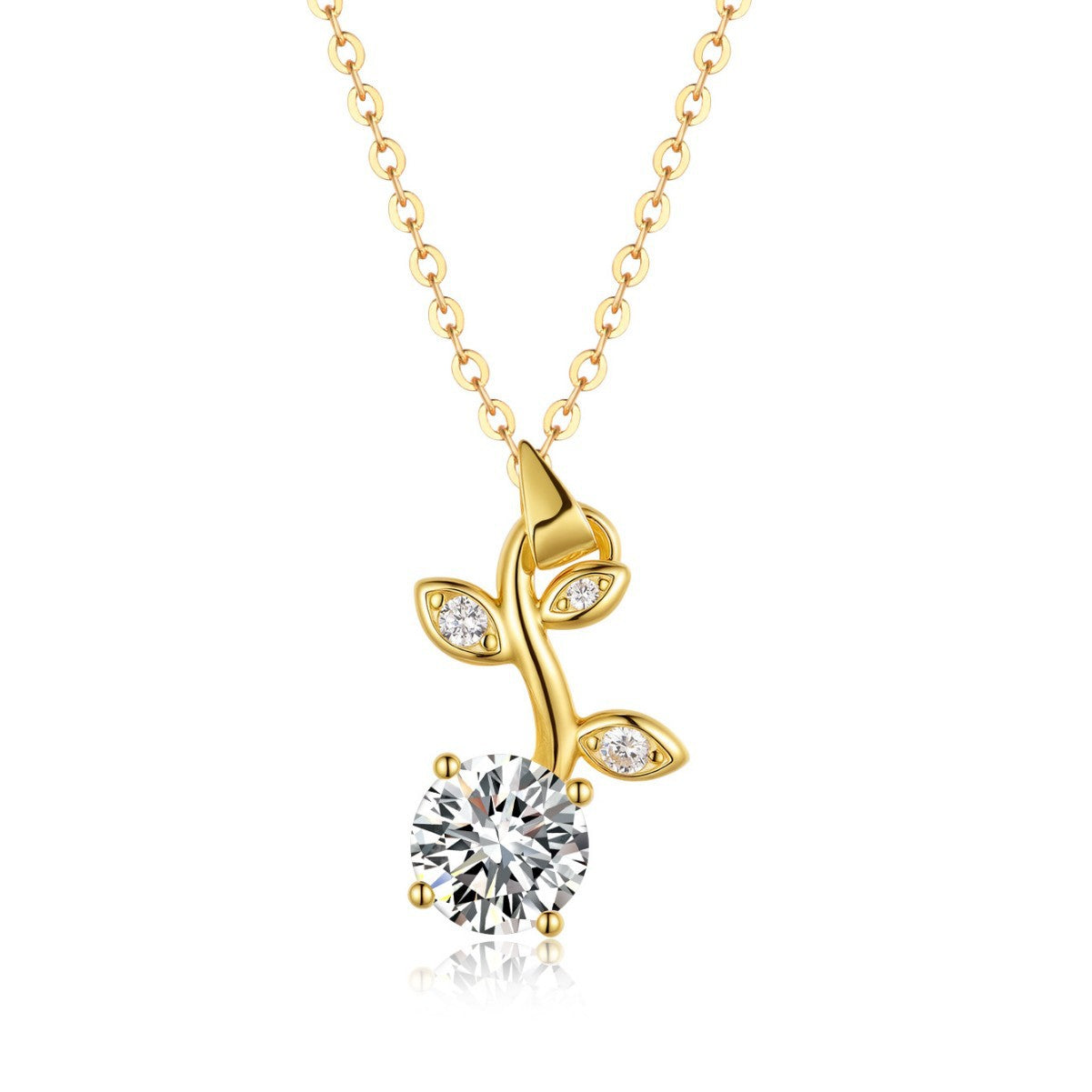 Moissanite Branch Leaf Necklace