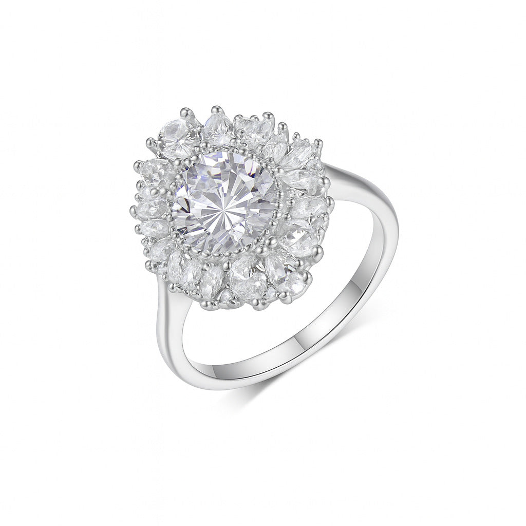 Moissanite Flower Halo Ring