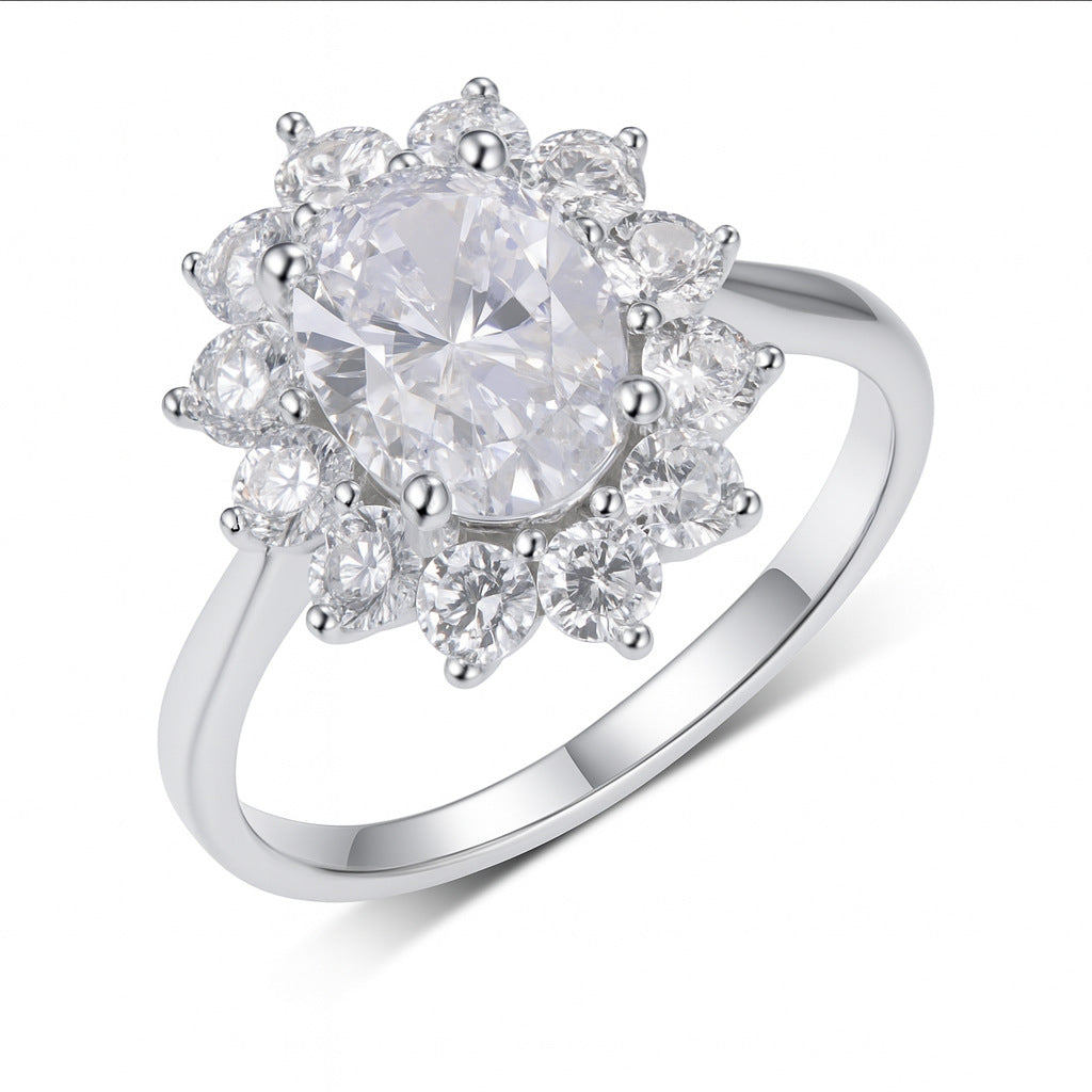 Moissanite Oval Sunflower Ring