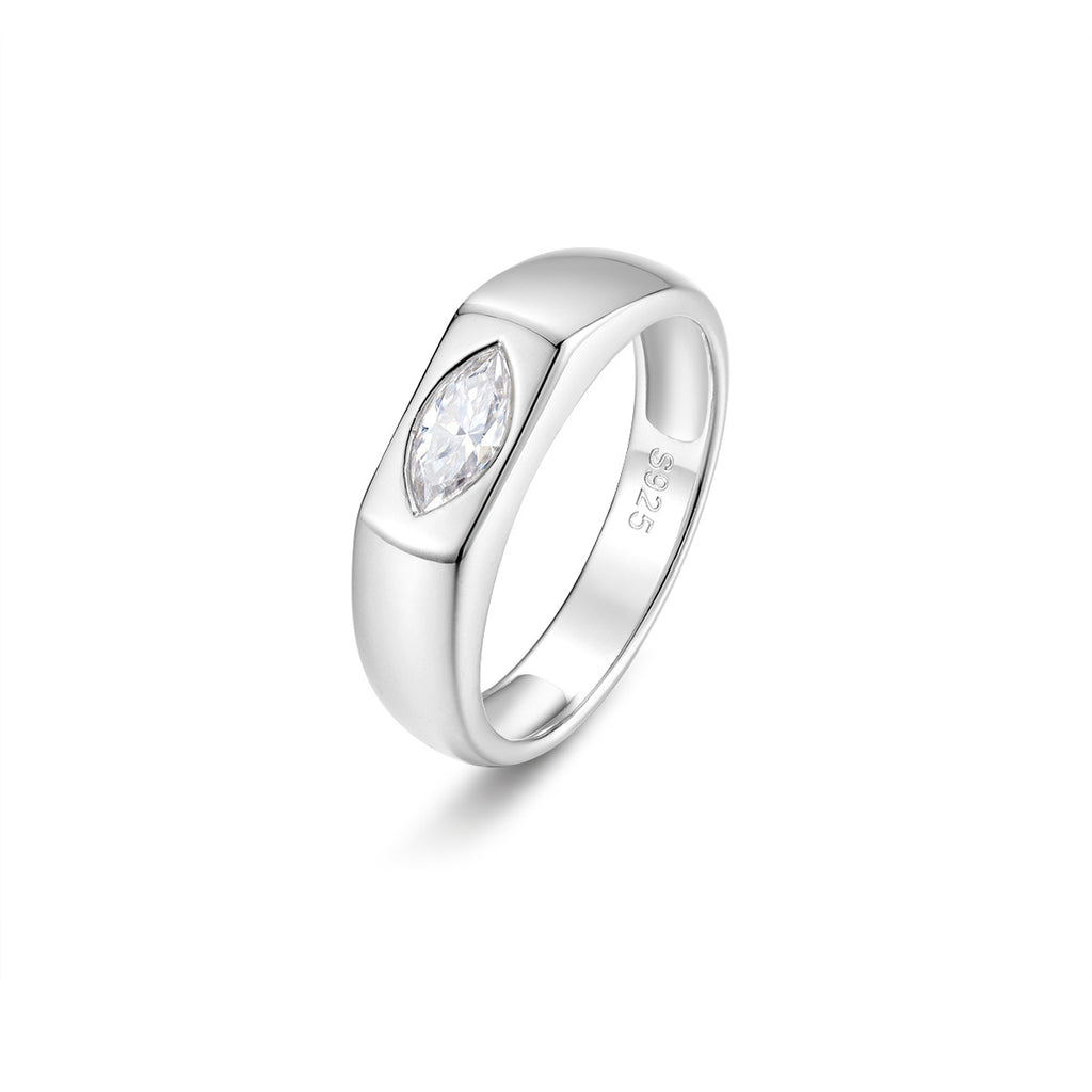 Moissanite Marquise Signet Ring