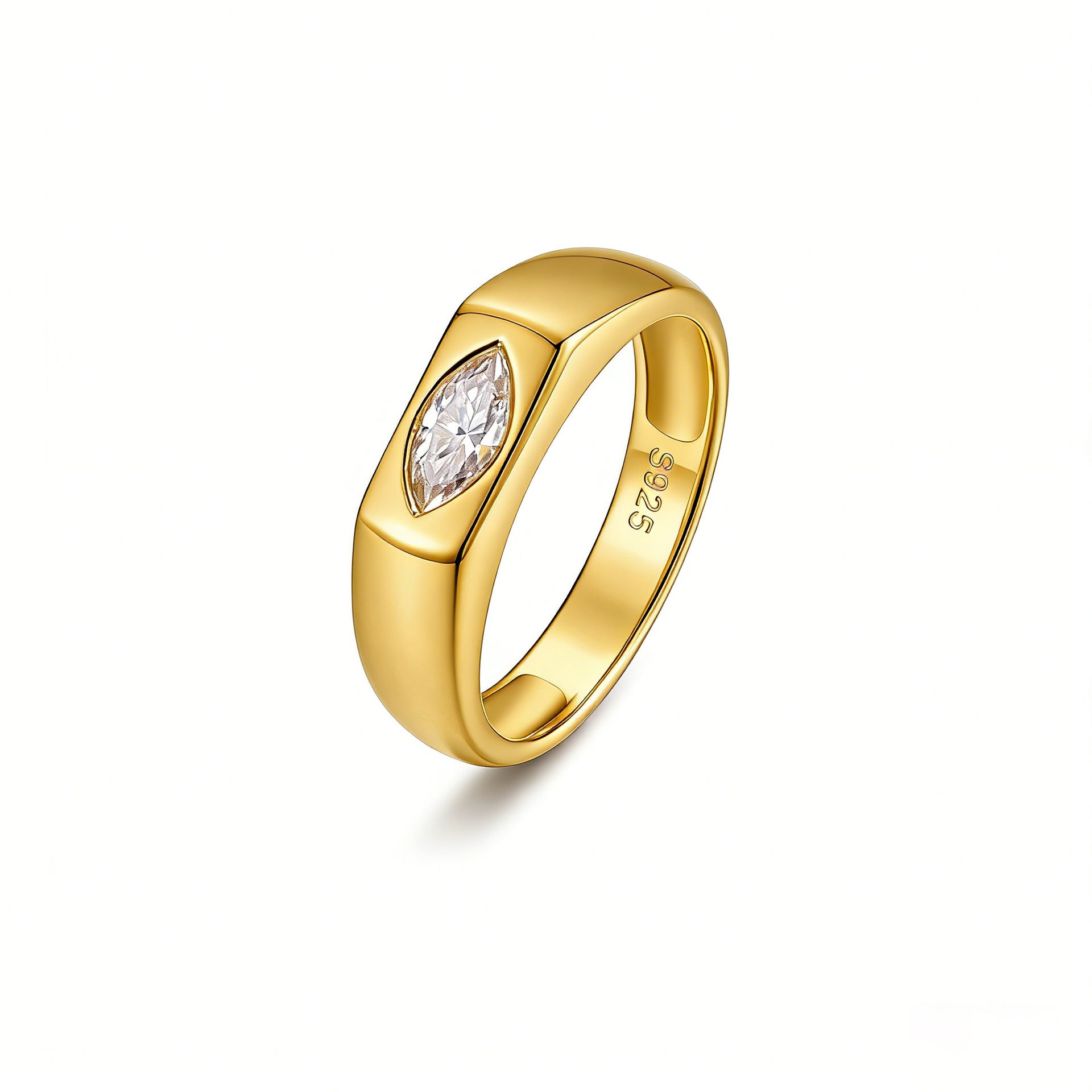 Moissanite Marquise Signet Ring