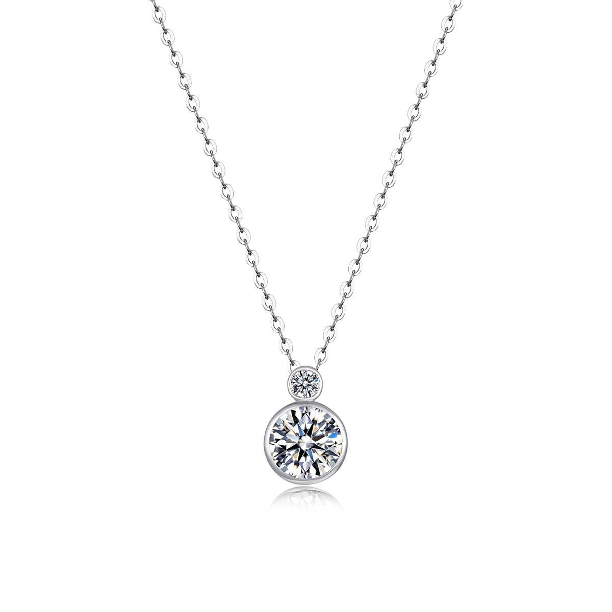 Moissanite Double Bezel Necklace