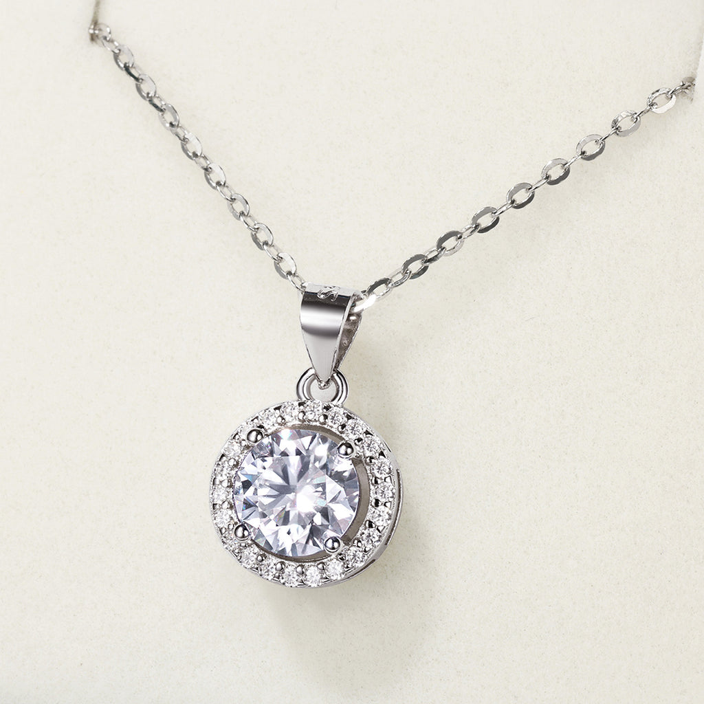 Moissanite Halo Pendant Necklace