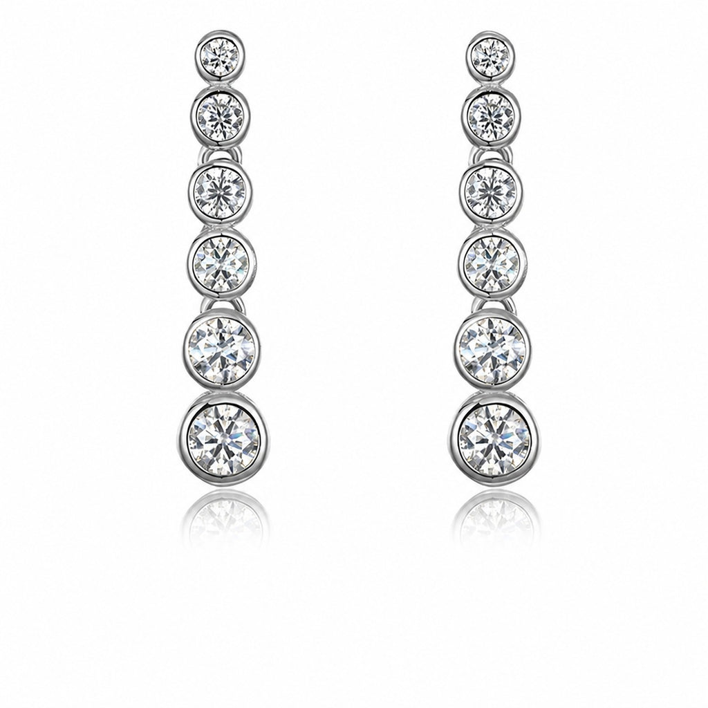 Moissanite Graduated Bezel Earrings