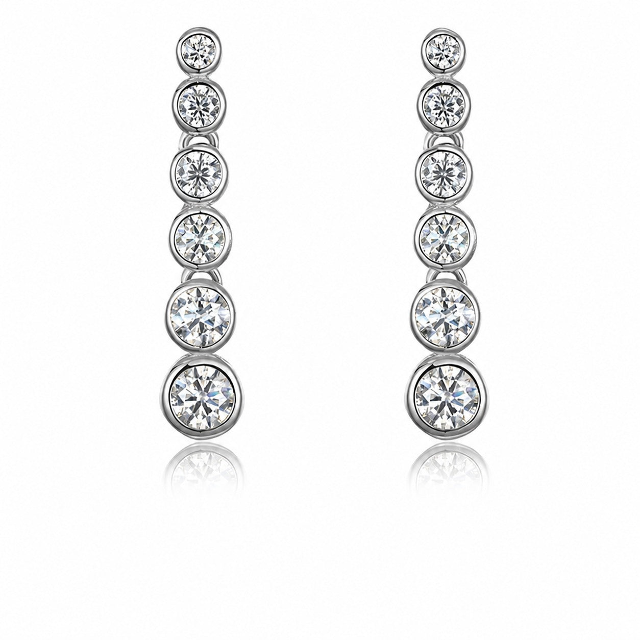 Moissanite Graduated Bezel Earrings