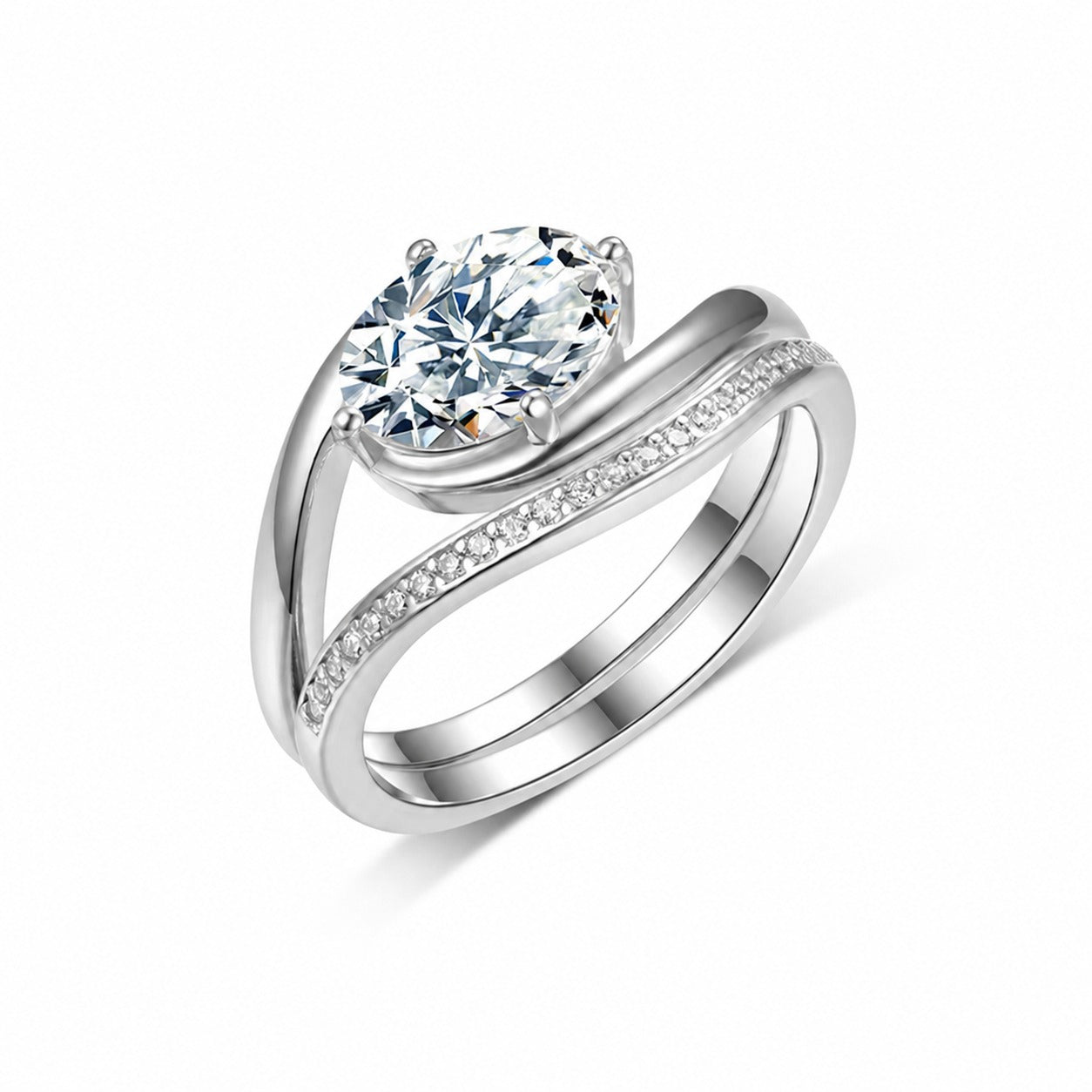 Moissanite Oval Ring Set