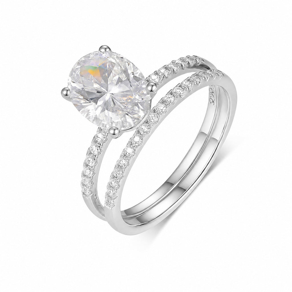 Moissanite Oval Ring Set