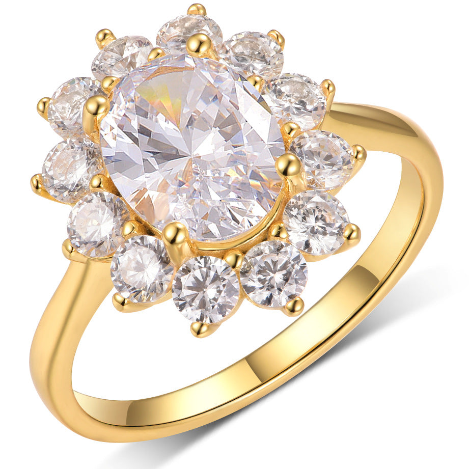 Moissanite Oval Sunflower Ring