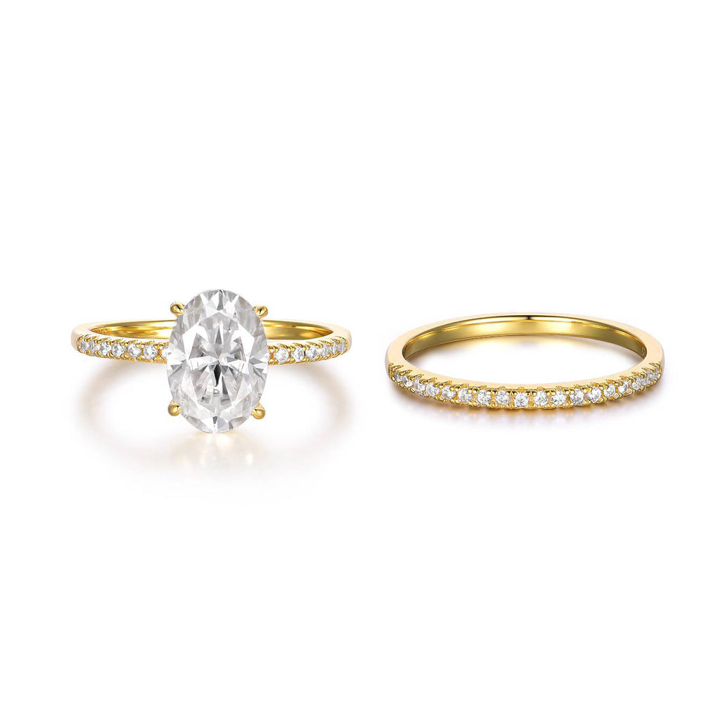 Moissanite Oval Ring Set