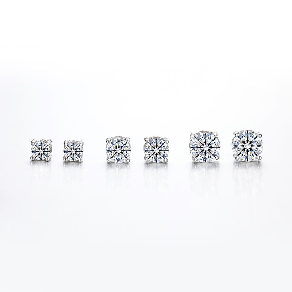 Round D Color Moissanite Four Prong 925 Sterling Silver Stud Earrings