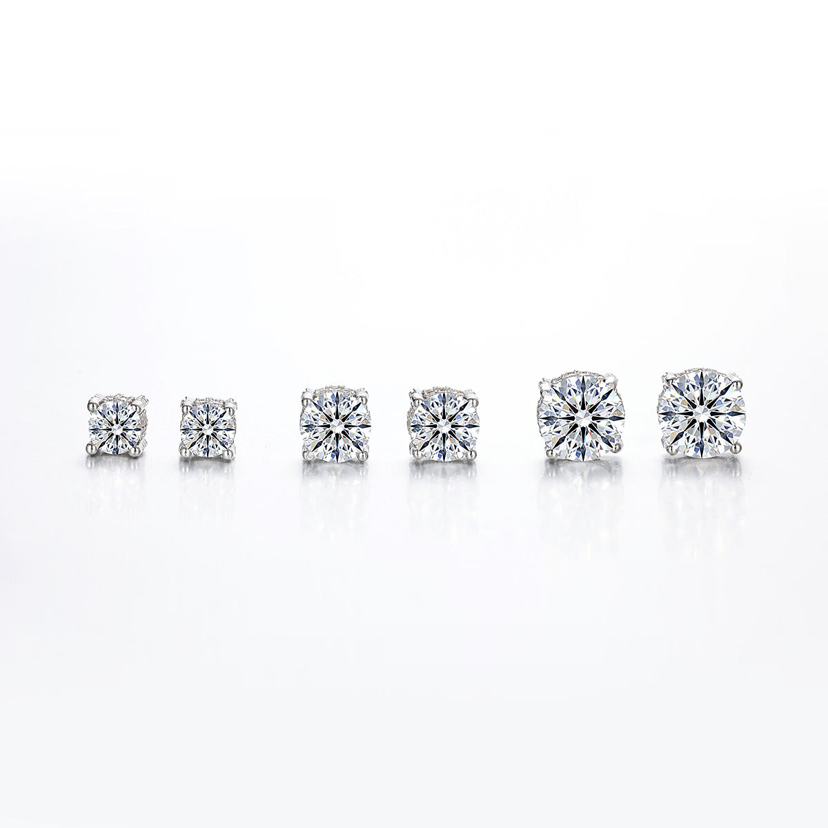 Round D Color Moissanite Four Prong 925 Sterling Silver Stud Earrings