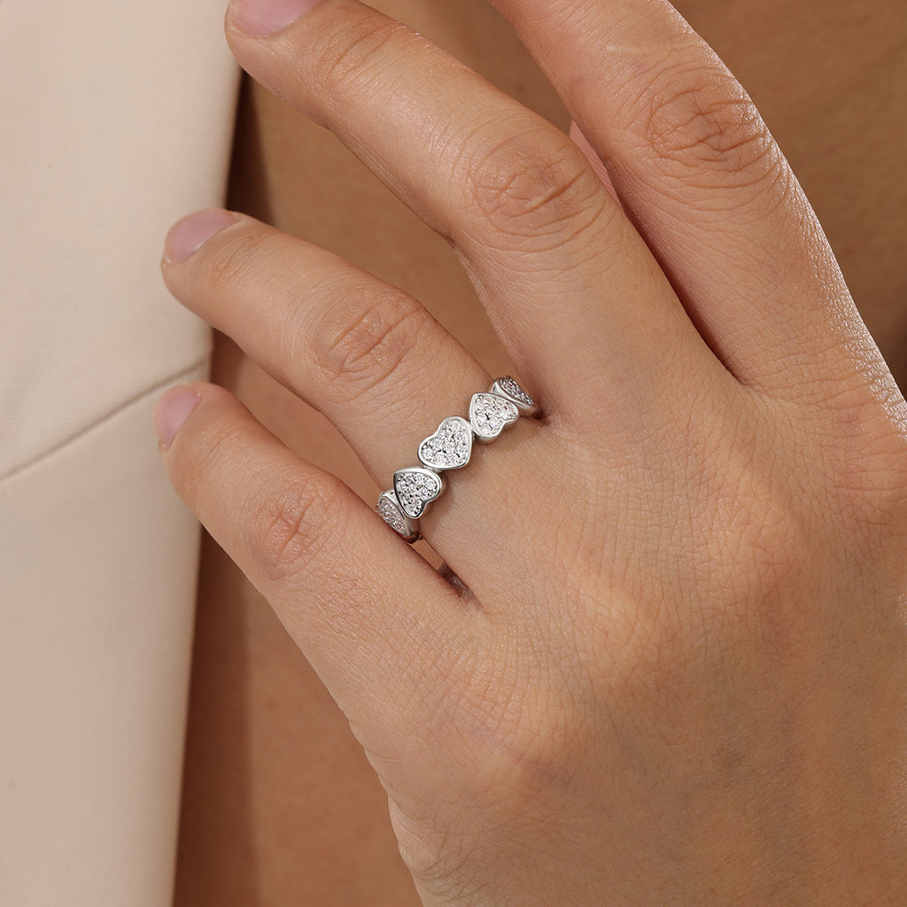 Moissanite Heart Eternity Ring