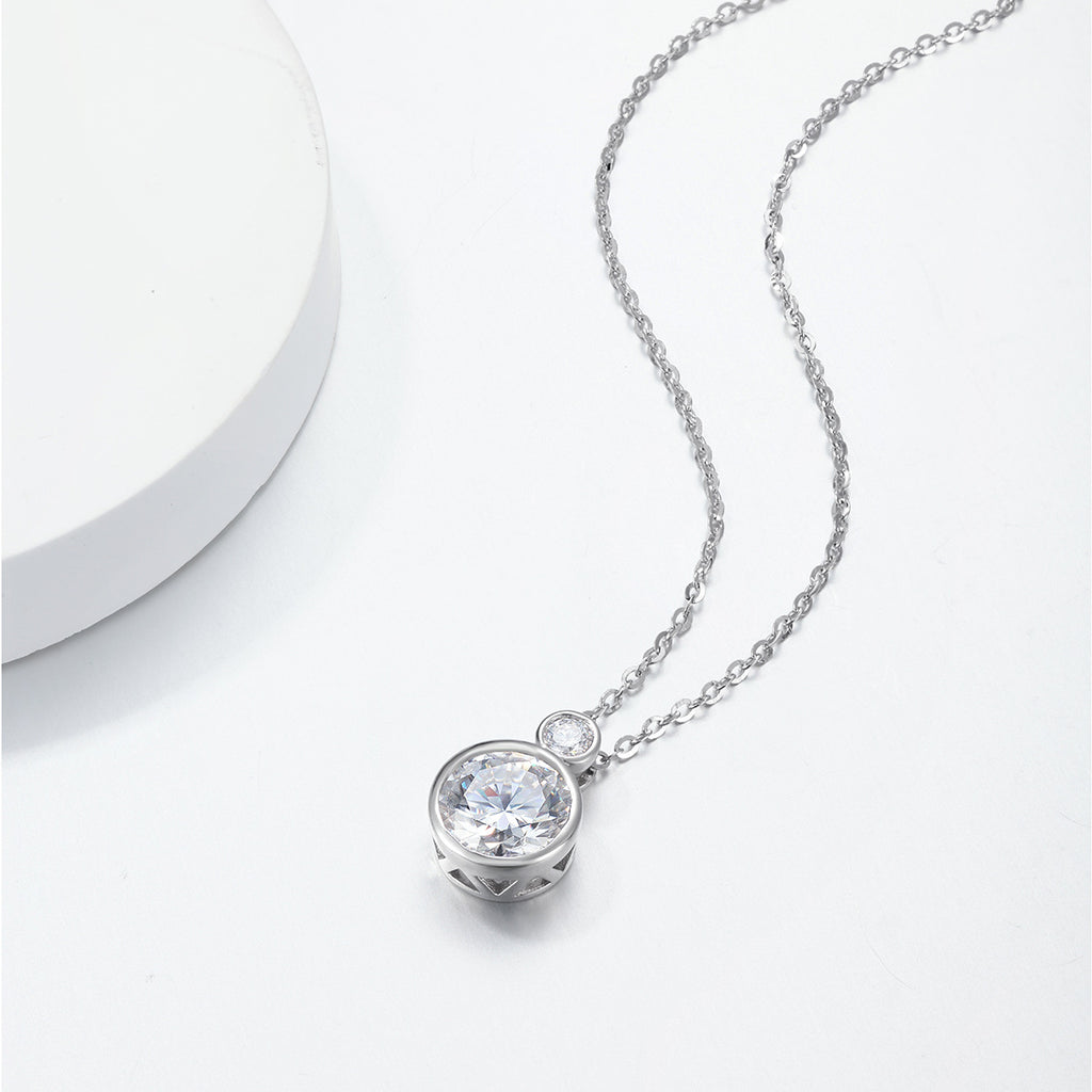 Moissanite Double Bezel Necklace