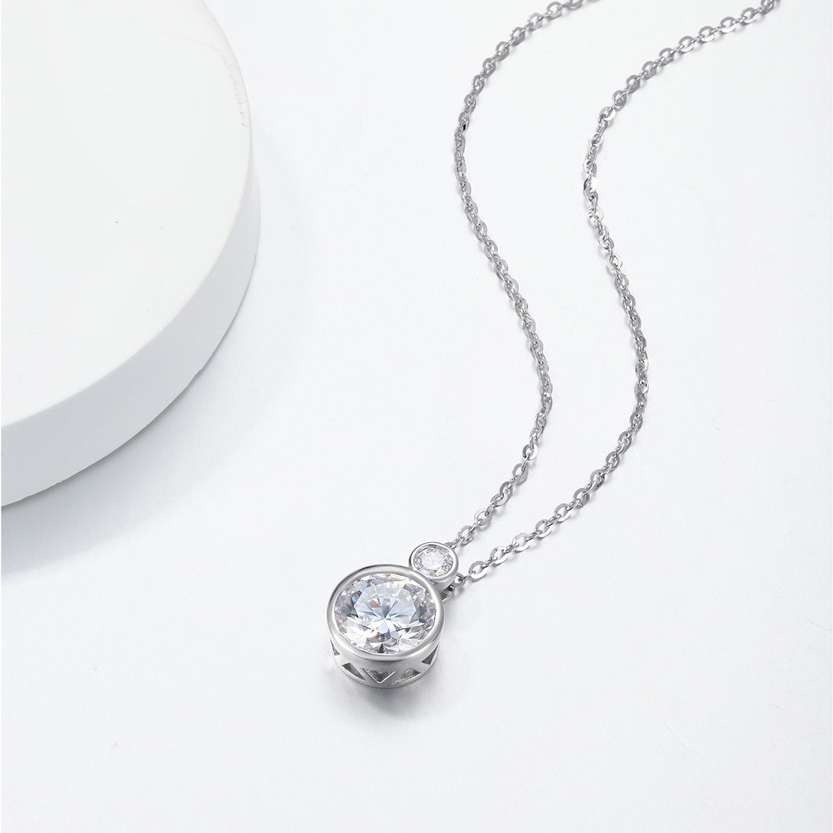 Moissanite Double Bezel Necklace