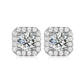 Moissanite Square Halo Earrings
