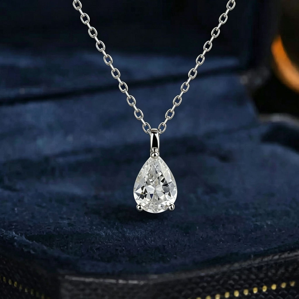 Moissanite Pear Pendant Necklace