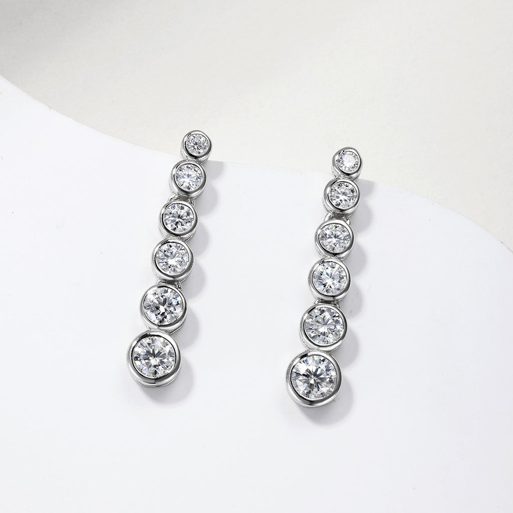 Moissanite Graduated Bezel Earrings