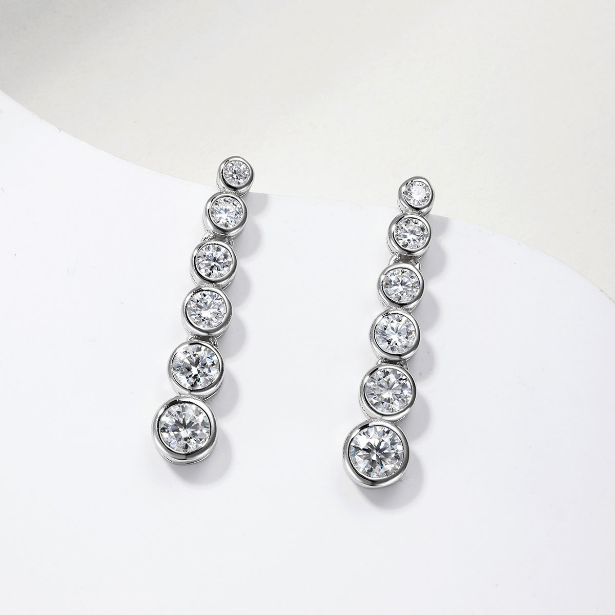 Moissanite Graduated Bezel Earrings