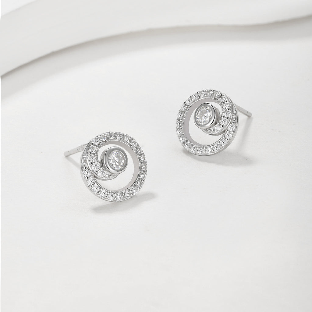 Moissanite Spiral Circle Earrings