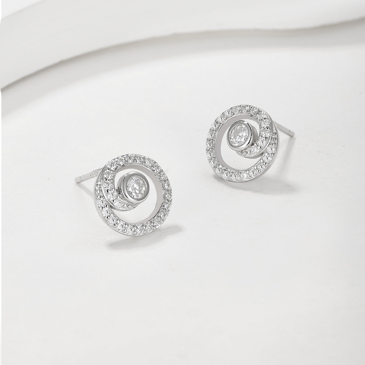 Moissanite Spiral Circle Earrings