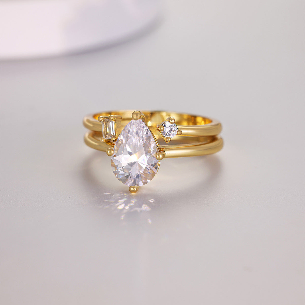 Moissanite Pear Stack Ring