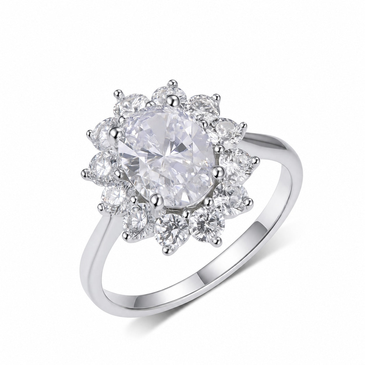 Moissanite Oval Sunflower Ring