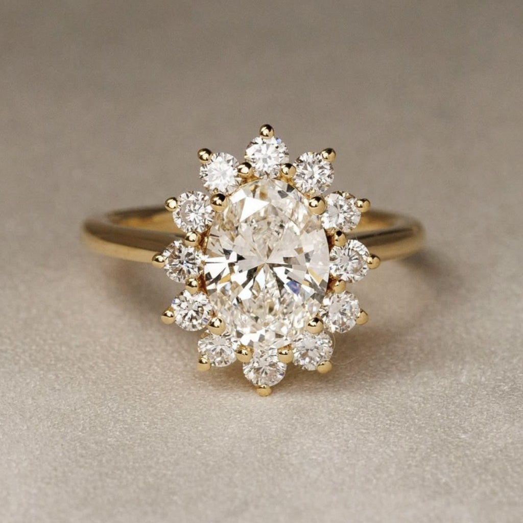 Moissanite Oval Sunflower Ring