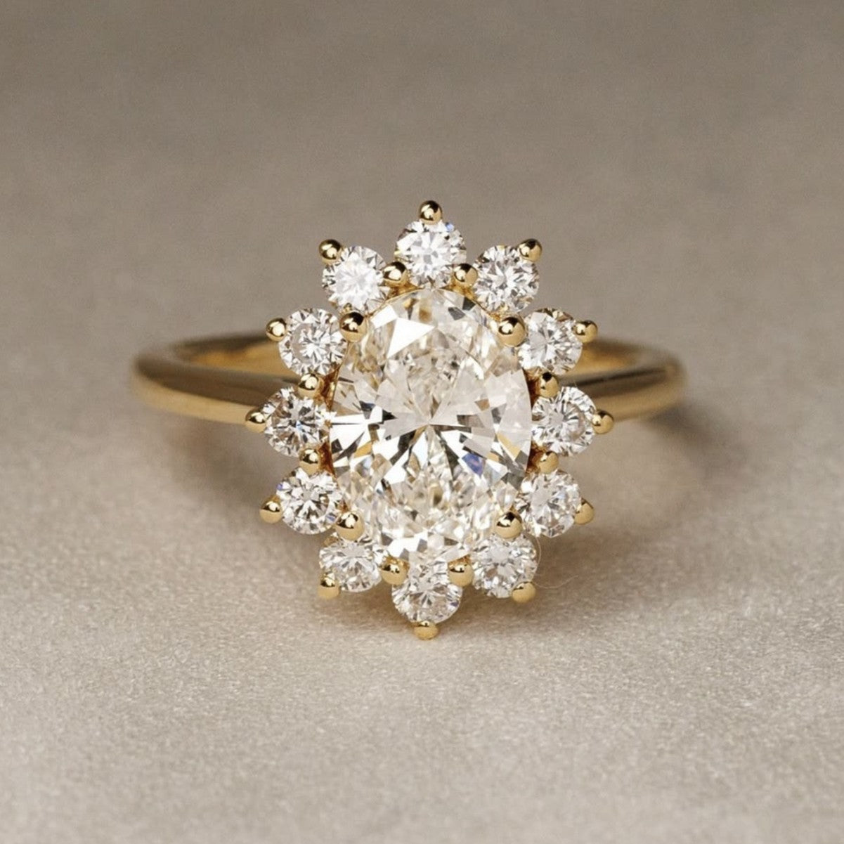 Moissanite Oval Sunflower Ring