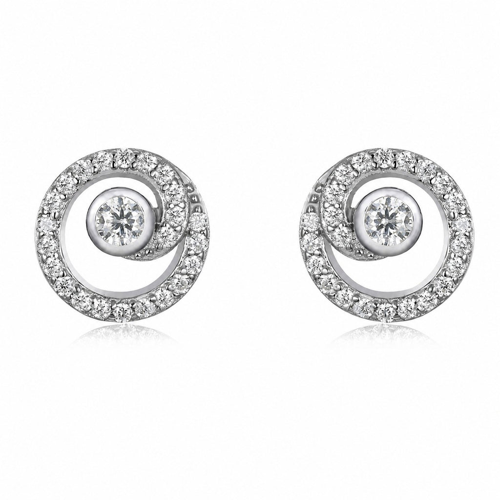 Moissanite Spiral Circle Earrings