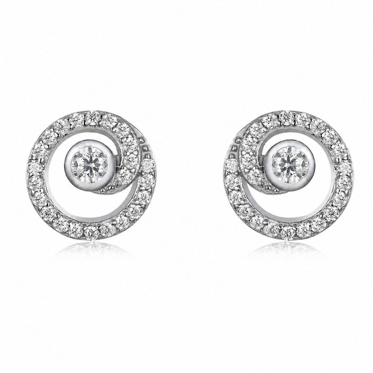 Moissanite Spiral Circle Earrings