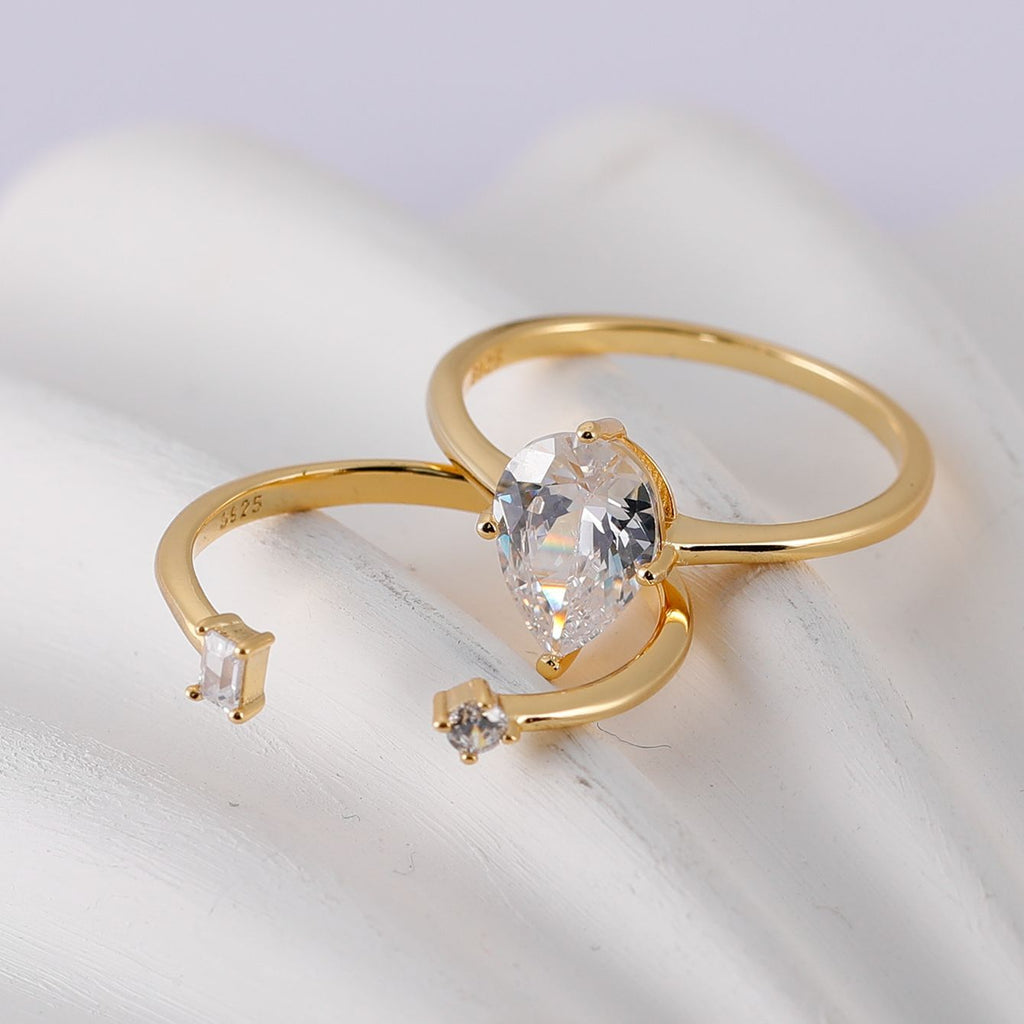 Moissanite Pear Stack Ring