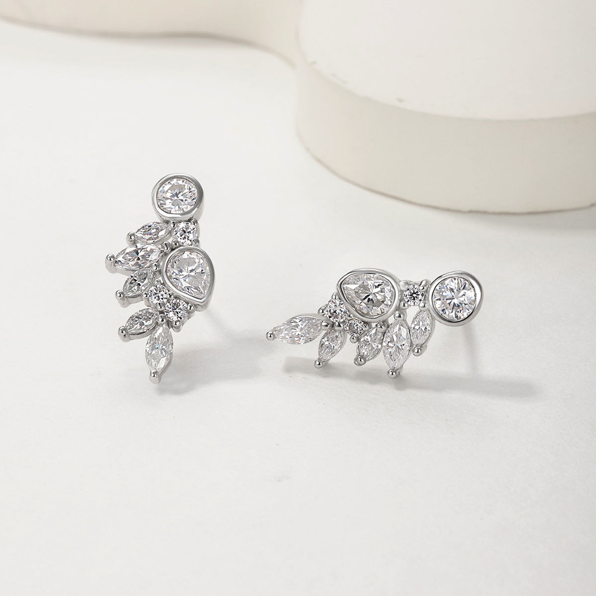 Moissanite Leaf Cluster Earrings
