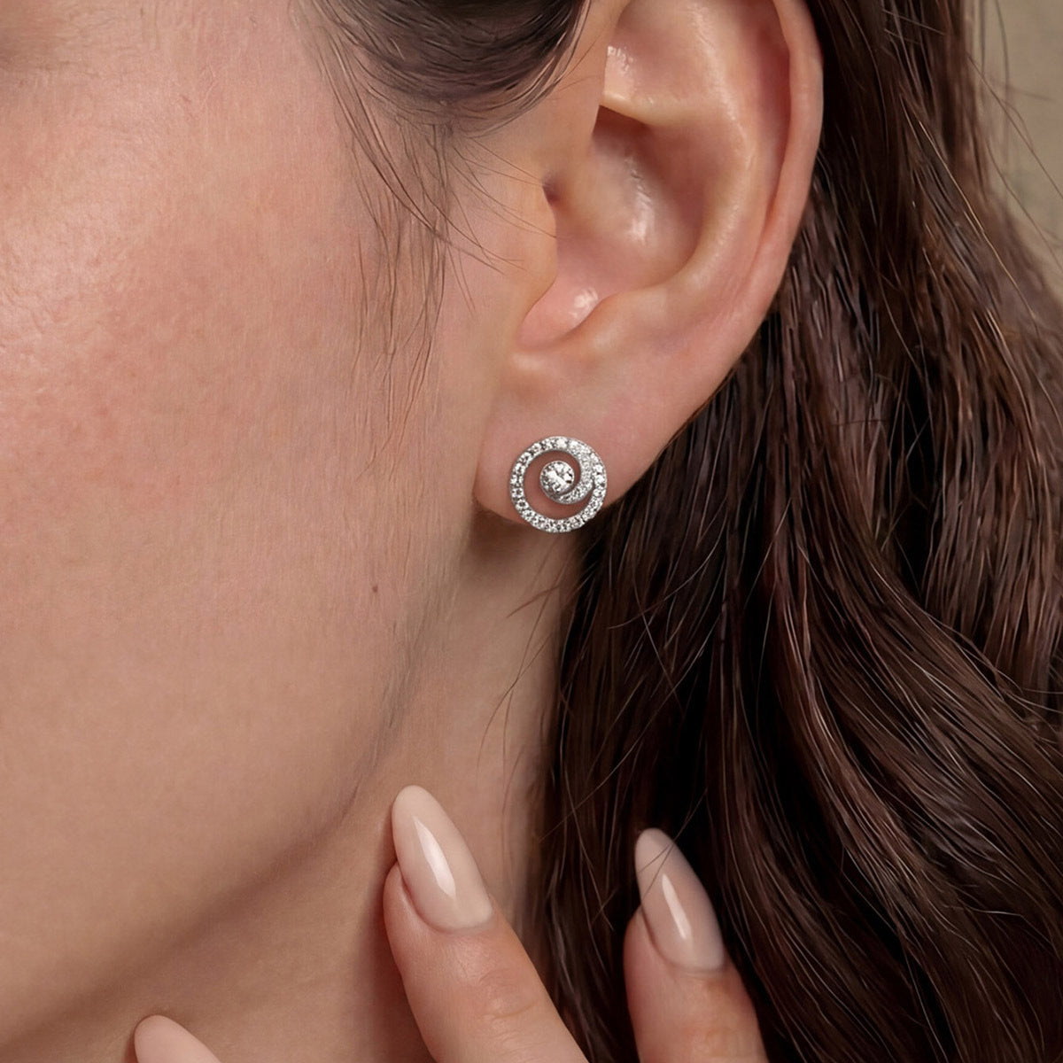 Moissanite Spiral Circle Earrings