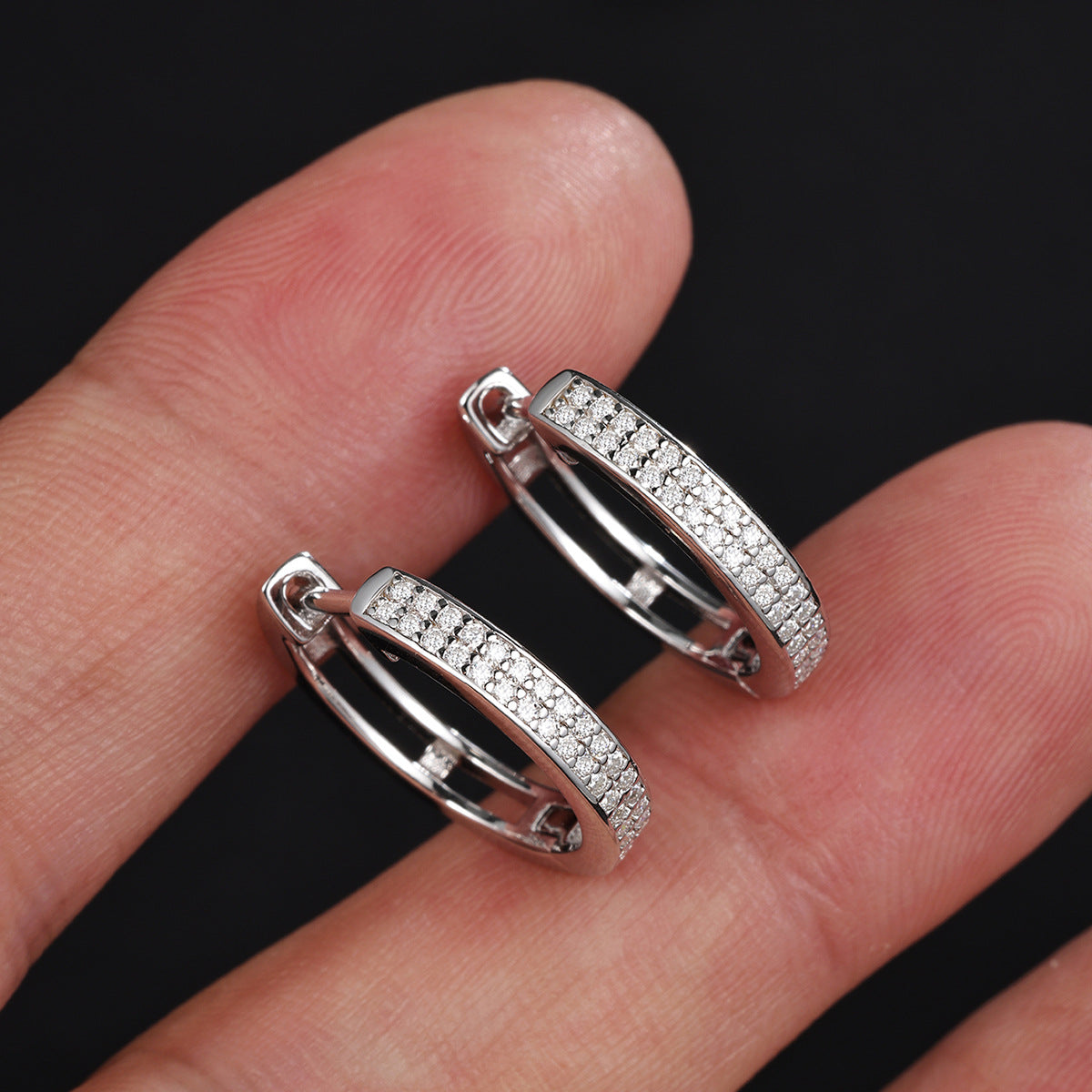 Moissanite Pave Hoop Earrings
