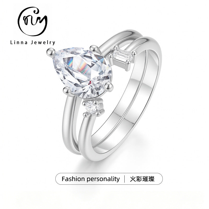 Moissanite Pear Stack Ring