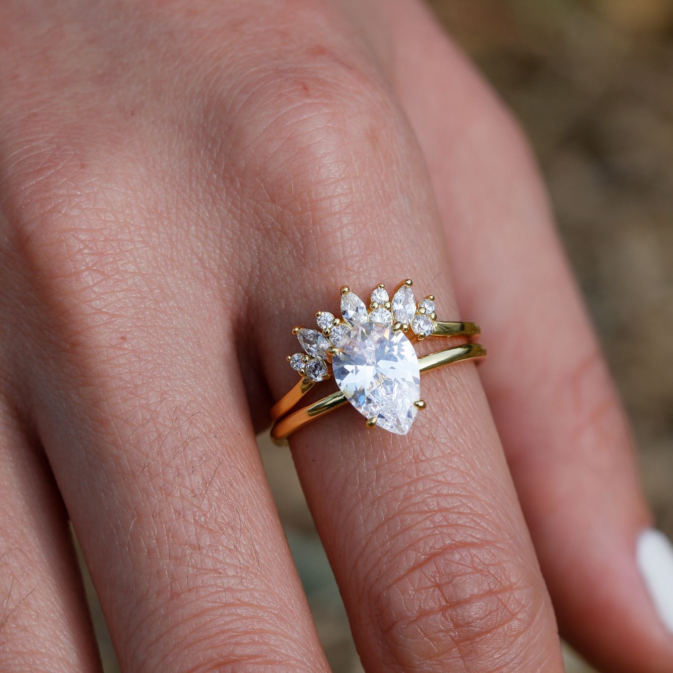 Moissanite Pear Ring Set