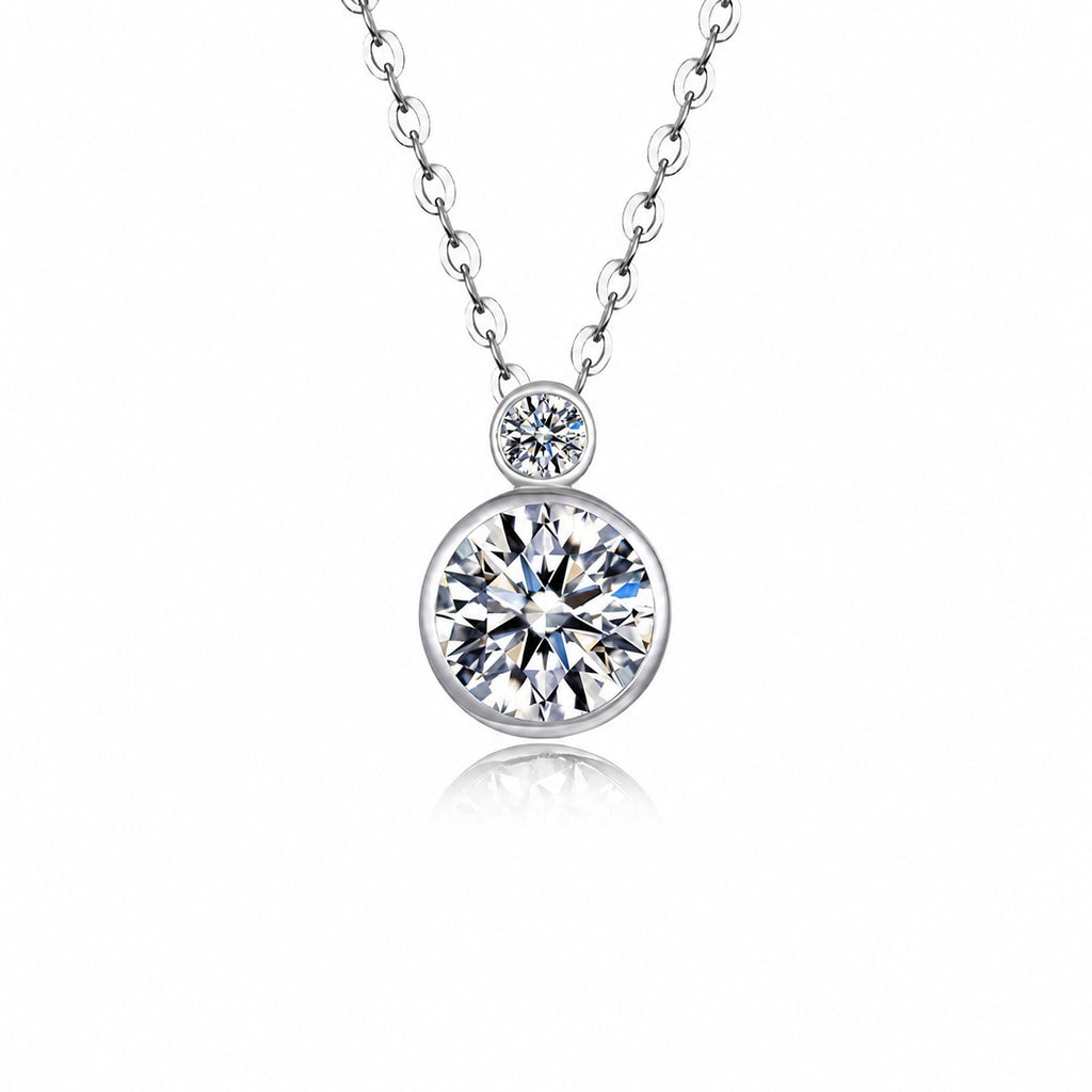 Moissanite Double Bezel Necklace