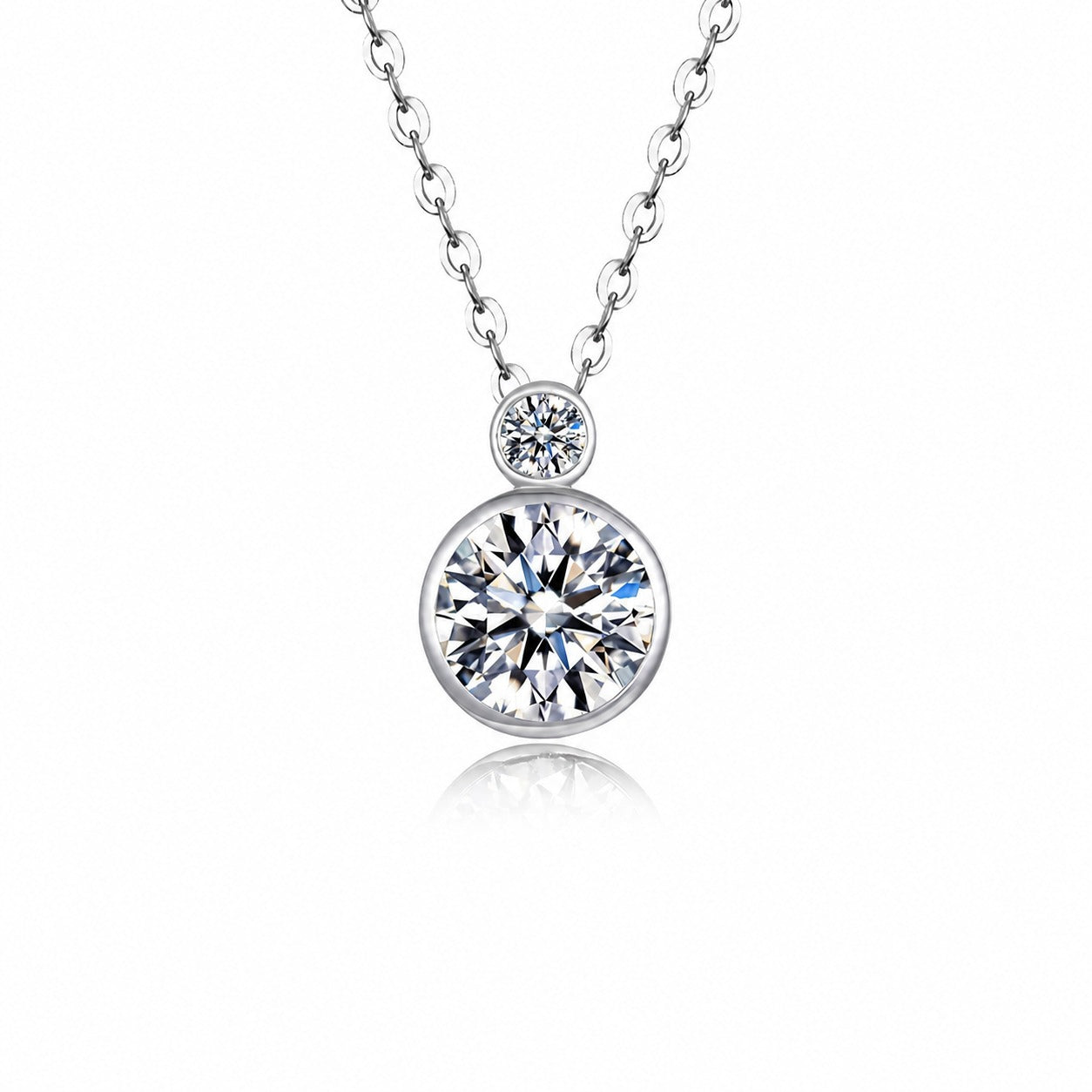 Moissanite Double Bezel Necklace