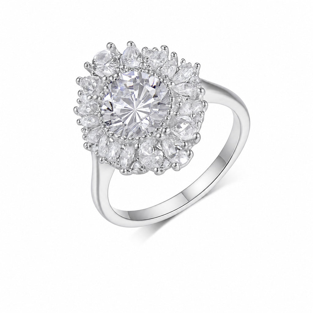 Moissanite Flower Halo Ring