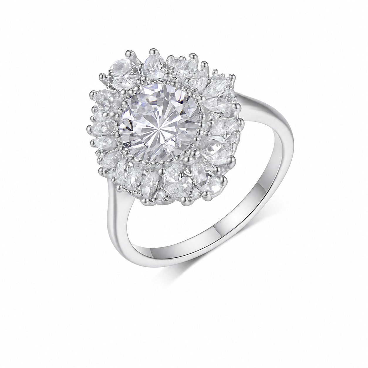 Moissanite Flower Halo Ring