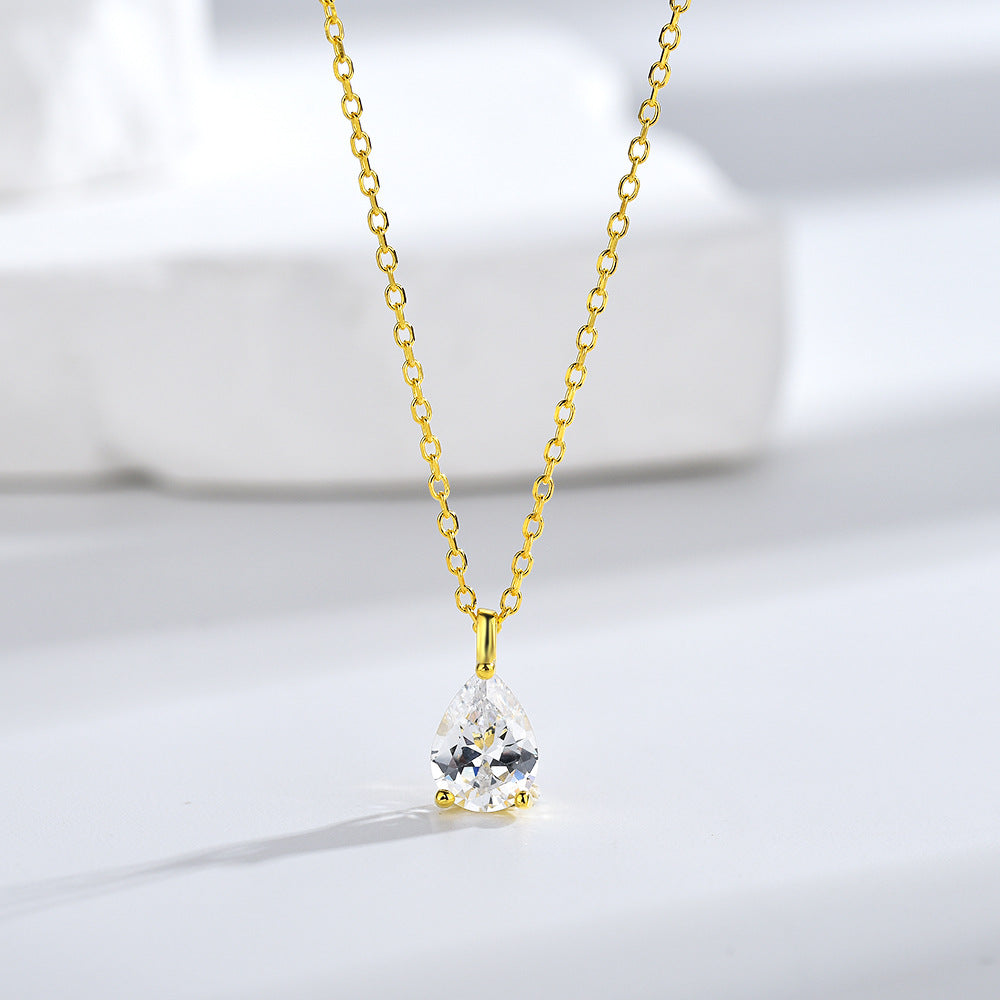 Moissanite Pear Pendant Necklace