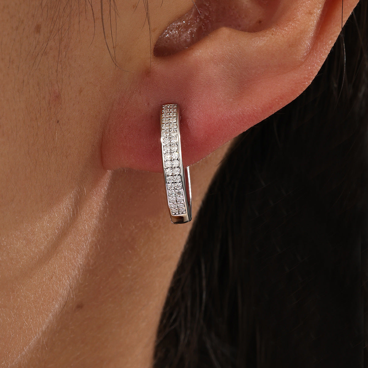 Moissanite Pave Hoop Earrings