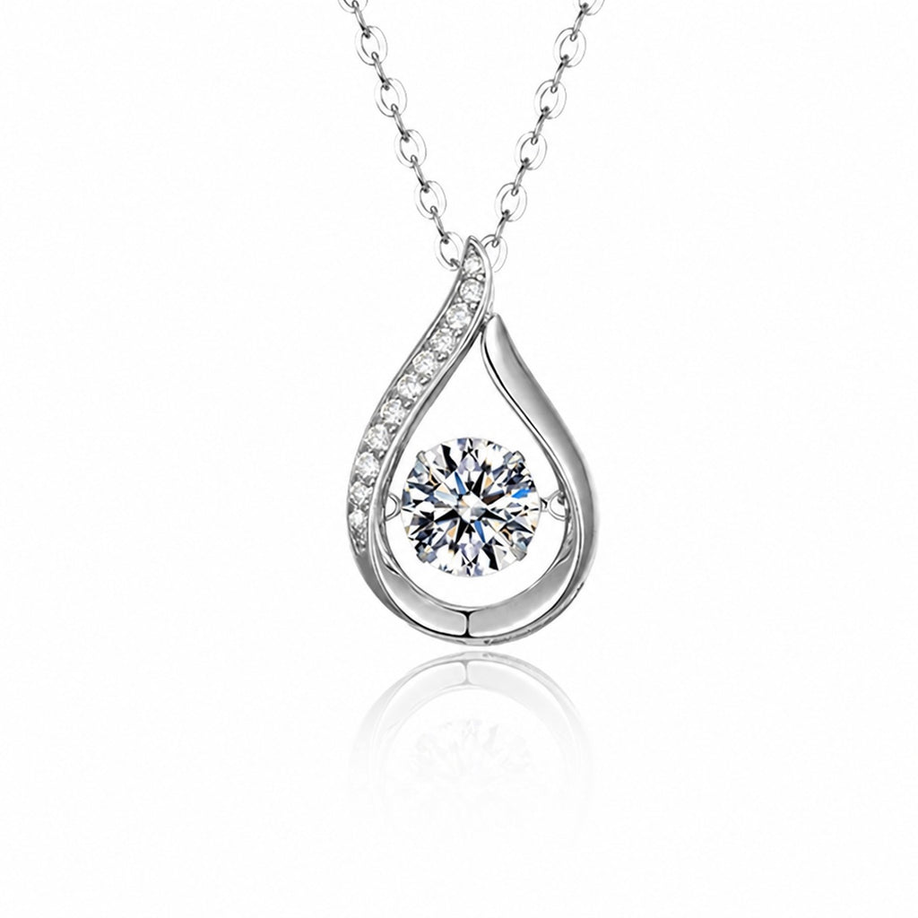 Geometric Water Drop Moissanite Silver Tone 925 Sterling Silver Necklace