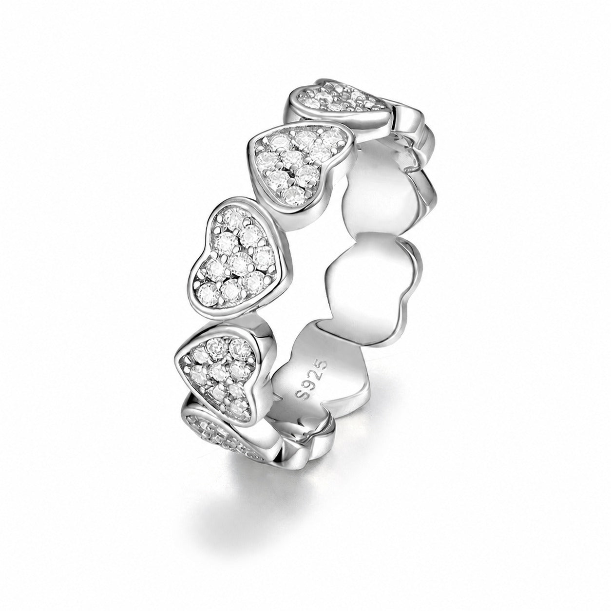 Moissanite Heart Eternity Ring