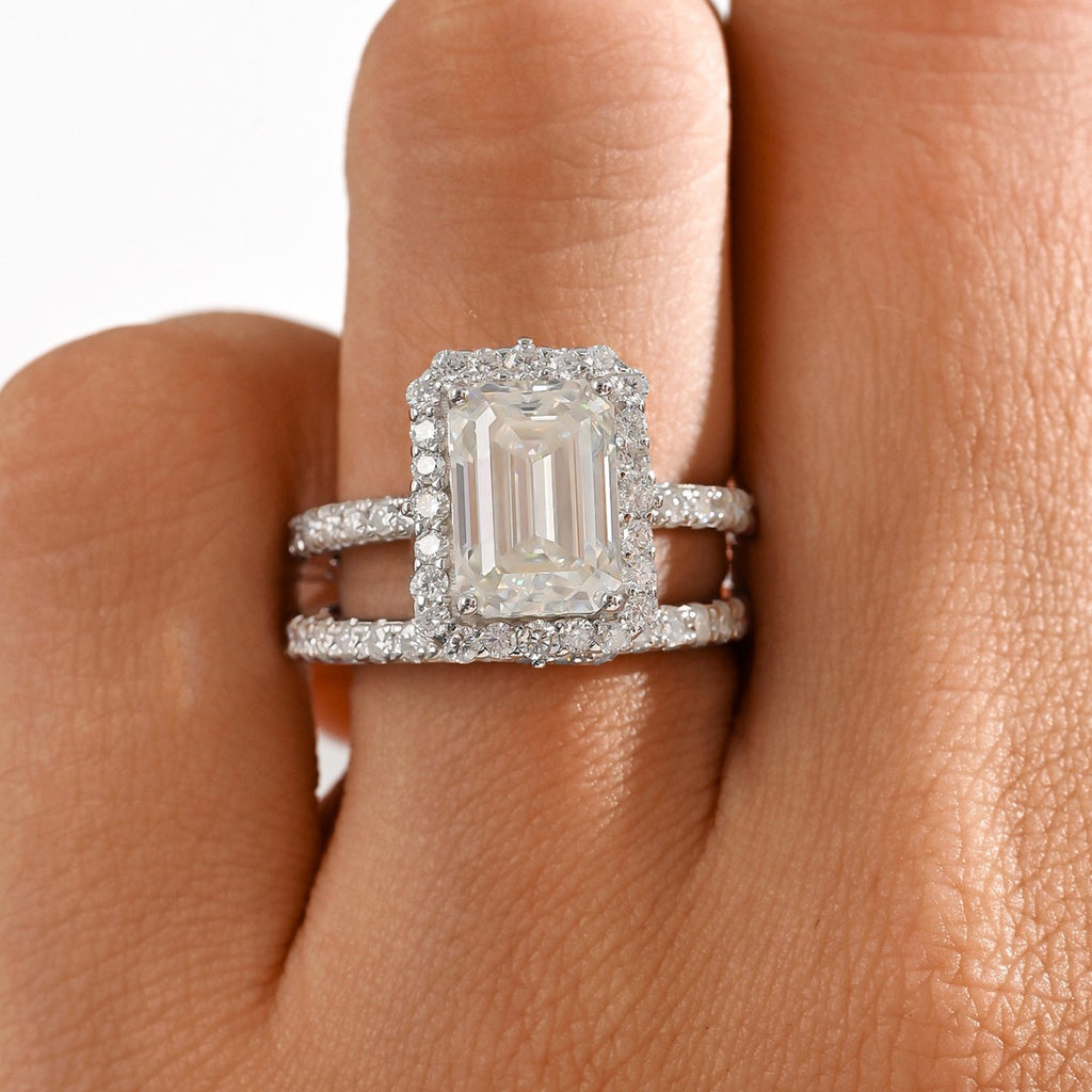Moissanite Radiant Split Ring